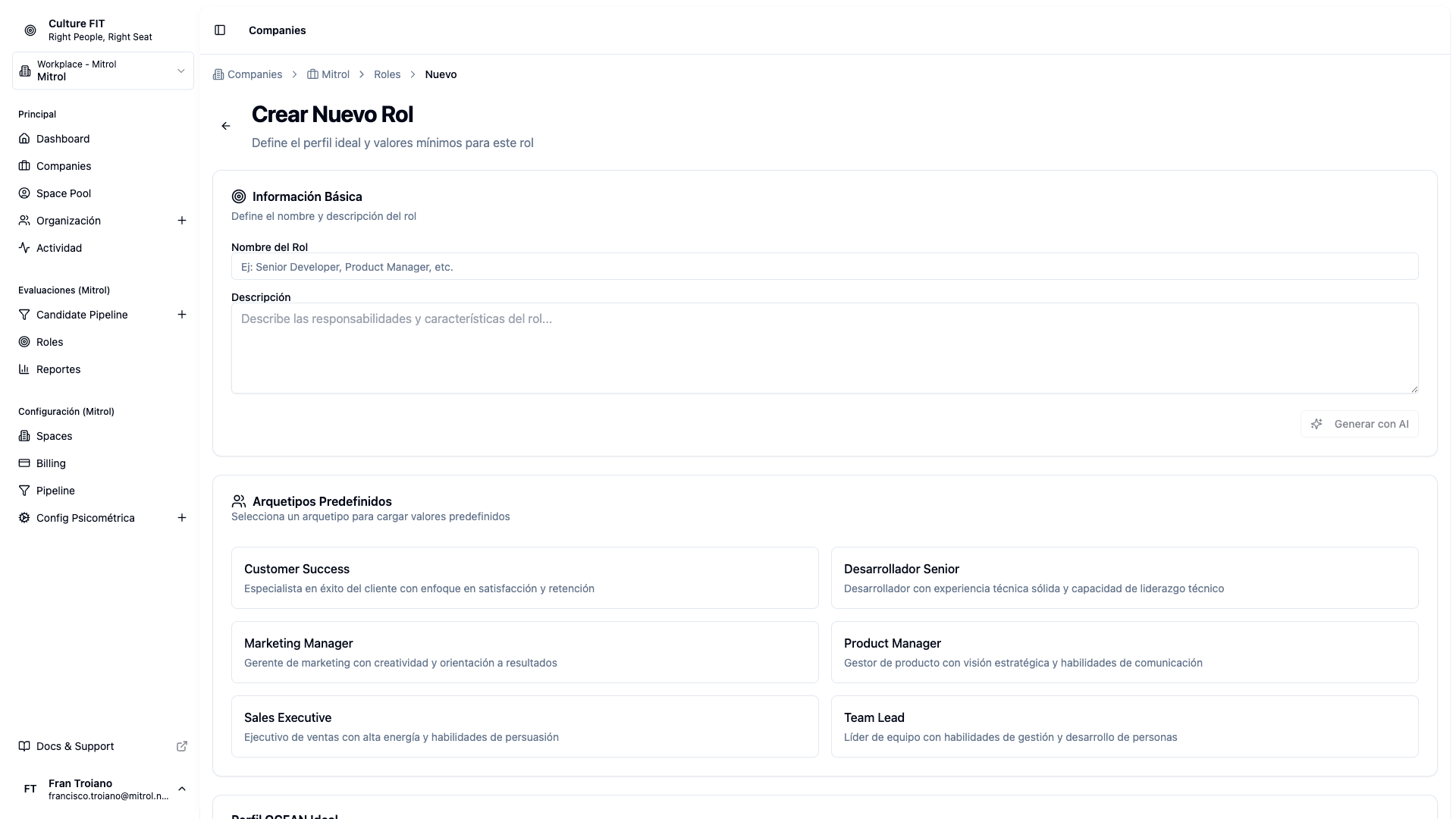 Arquetipos predefinidos